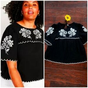 OLD NEVY EMBODERY BLACK TOP ♤NEW